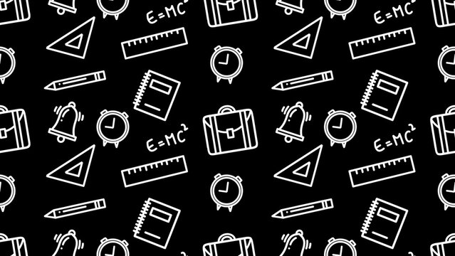 Back to school outline seamless pattern. Education learning doodle background. School themed doodle seamless pattern. School supplies pattern background 