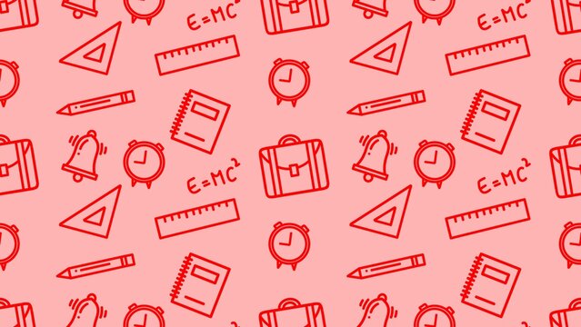 Back to school outline seamless pattern. Education learning doodle background. School themed doodle seamless pattern. School supplies pattern background 