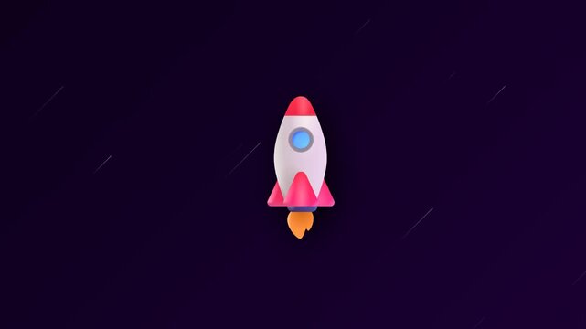 Launching Rocket Illustration in Space