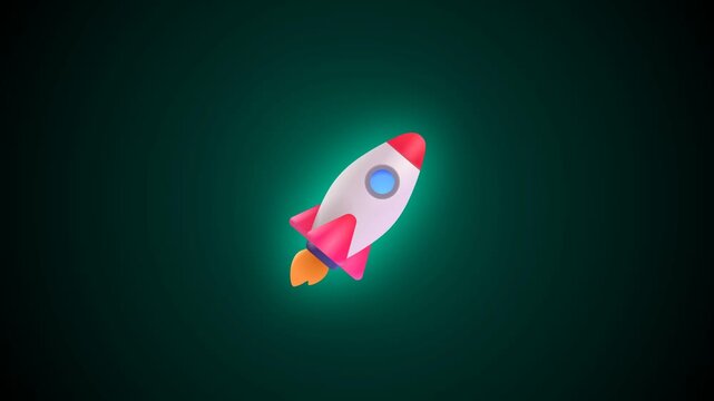 Rocket Ship Silhouette Zooming in Dark Green Studio