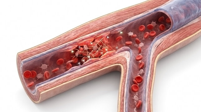 Anatomical view of a human artery bifurcation with significant plaque accumulation blood vessel vascular health circulatory sys