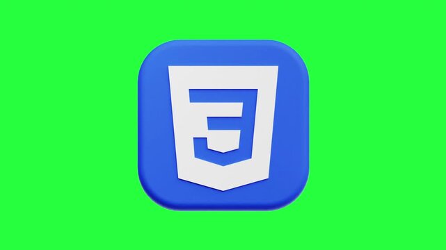 3D CSS3 Icon Floating Animation on Green Screen Background for Web Design, Frontend Development, and Website Styling Concept