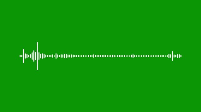 Audio waveform visualizer animation, waveform equalizer and visualization of audio wave, audio waves, Waveform Audio white sound wave spectrum on green background, video editing and in. 4k lopping