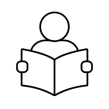 Book open reader icon, black glyph vector symbol for web and app interface design