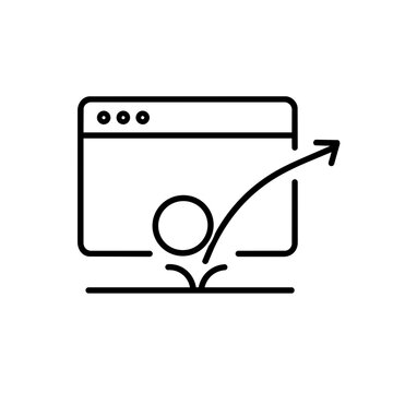Bounce rate icon, black glyph vector symbol for web and app interface design
