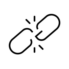 Obraz premium Broken link icon, black glyph vector symbol for web and app interface design