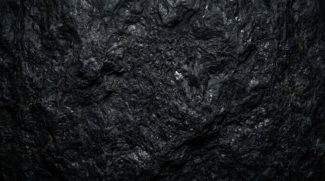 Black rough rock texture background - natural stone surface with dark abstract pattern