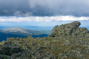 Obraz premium Mountain landscape with clouds in the sky. Ural, Russia.