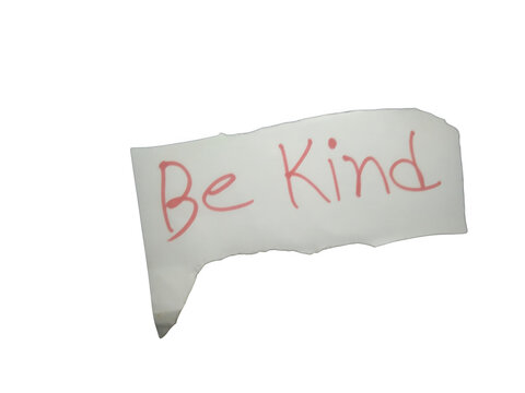Handwritten be kind message on a paper speech bubble shape isolated on transparent background