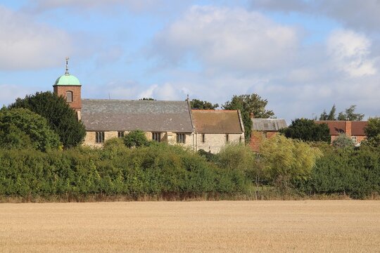Rural view of St Helen's Church, Barmby on the Marsh, East Riding of Yorkshire.