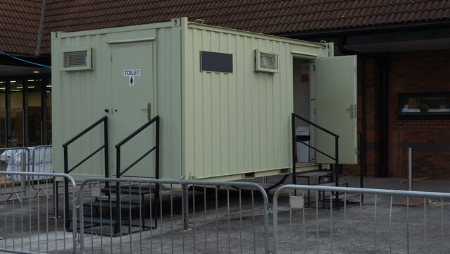Portable toilet container unit outdoor portable restroom site cabin temporary facilities construction site public toilet unit sanitation facility metal container cabin sanitary block
