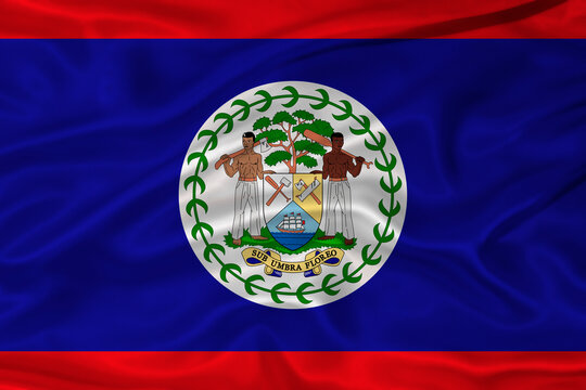 Flag of Belize with a soft fabric texture. Belize flag textured with fabric background