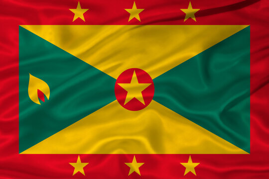 Flag of Grenada with a soft fabric texture. Grenada flag textured with fabric background