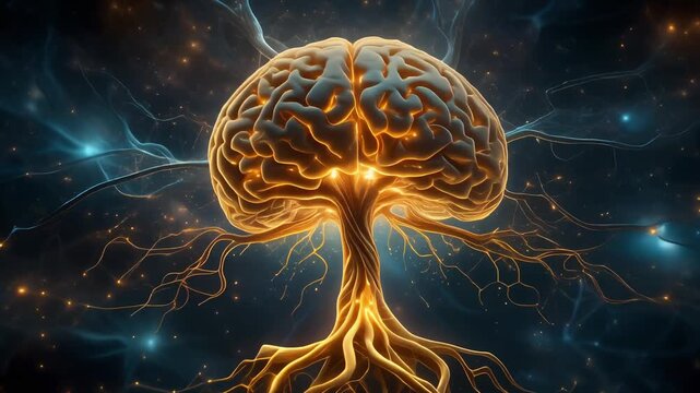 Glowing Brain Tree of Knowledge Neuroscience, AI, Creativity, Consciousness
