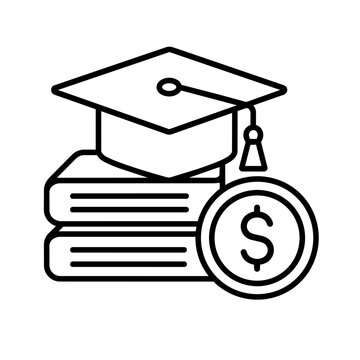 Education cost icon, black glyph vector symbol for web and app interface design