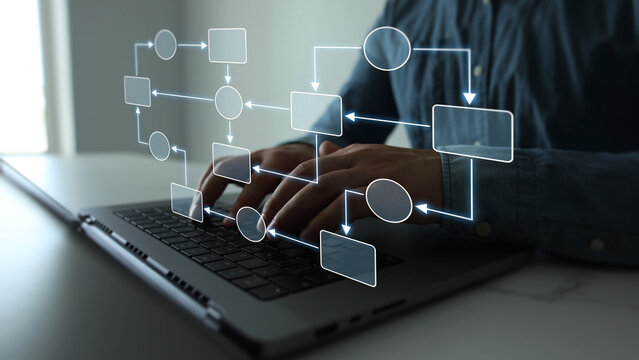 Organizational chart company hierarchy,roles,team structure,showing connections between managers, employees,and departments for clear communication workflow.	Scheme hierarchy management of corporate. 