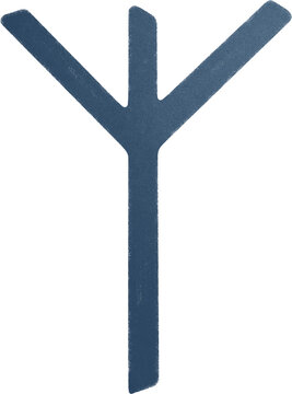 Algiz Elder Futhark Rune Symbol - Hand Drawn Norse Illustration