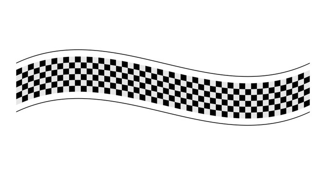 Wavy checkered flag ribbon race vector line design banner Isolated On Transparent