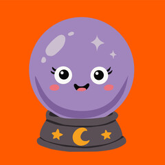 Fototapeta premium Halloween Crystal Ball Fortune Teller Cartoon Vector