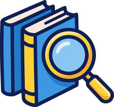 Book Search with Magnifying Glass Vector Icon