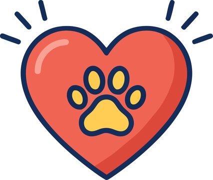 Heart with Dog Paw Print Pet Love Vector Icon