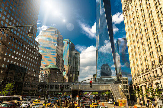 Skyscrapers and Traffic in Downtown Manhattan New York