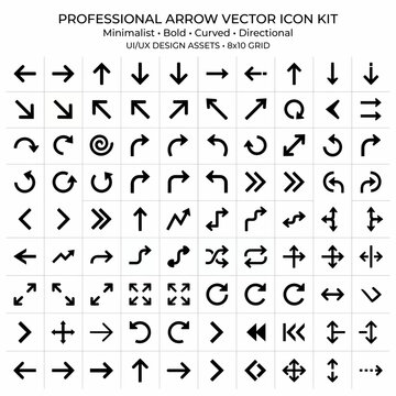 Professional black arrow icon set for interface design