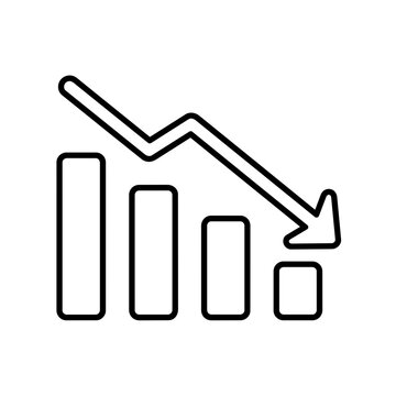 Negative trend icon, black glyph vector symbol for web and app interface design