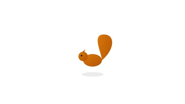 Minimalist Squirrel Character Floating Animation Loop