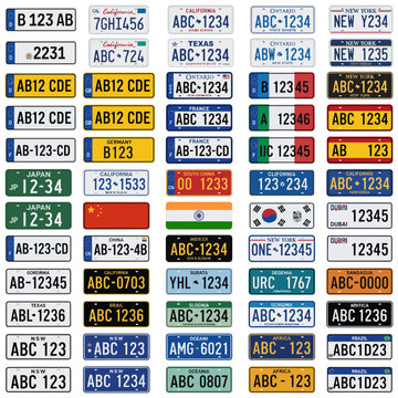 International vehicle license plate collection with diverse styles