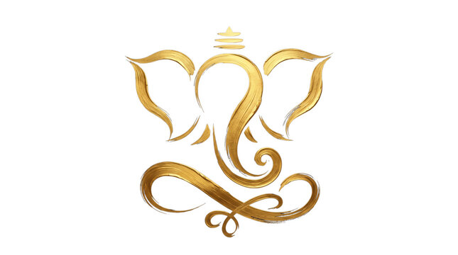 Golden lord ganesha illustration isolated on transparent background