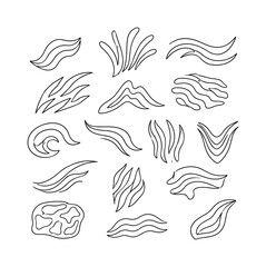 Fototapeta premium Zebra Stripe Graphic Set, one-line drawing set, 15 minimal continuous black line abstract motifs inspired by zebra stripes, safari markings, curved wildlife lines, animal skin bands and fashion stripe
