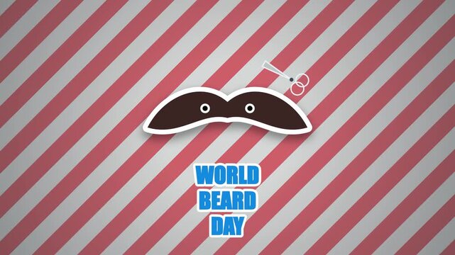 Mustache Icon with Scissors for World Beard Day Celebration Design