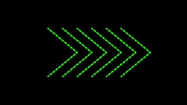 glowing green arrow sweep animation seamless loop animation on transparent background. 4k video