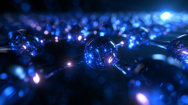 Molecular Structure of Nanotechnology Lattice in Glowing Blue