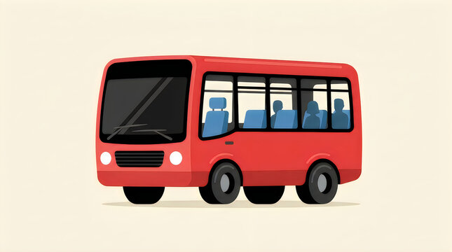 Red mini bus icon for public transport design illustration