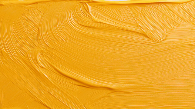Yellow Acrylic Paint Texture with Brushstrokes Background