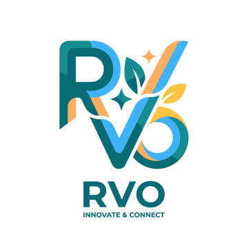 Modern RVO Letter Logo Design with Organic Leaf Elements