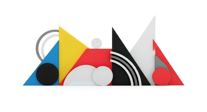 Minimalist 3D Abstract Geometric Shape Composition on White Background
