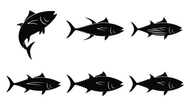 Tuna Fish Silhouette Vector Set
