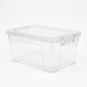 Empty White Plastic Container with Lid Isolated on White Background for Food Storage, Packaging, Kitchen Organization, and Product Use