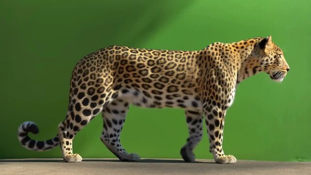 leopard with green screen background