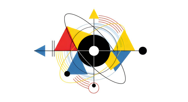 Minimalist Bauhaus Style Abstract Geometric Illustration with Shapes