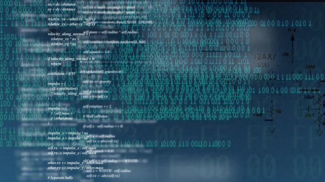 blue computer code scrolling data processing 4K video