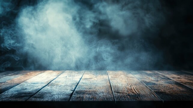 Smoke background wooden table