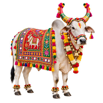 Decorated Indian Bull for Bail Pola and Pongal Festivals
