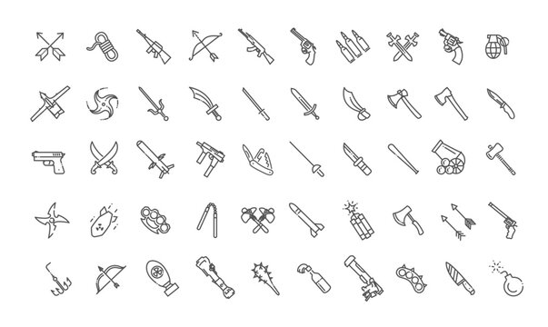 Military Weapons and Warfare Icon Set