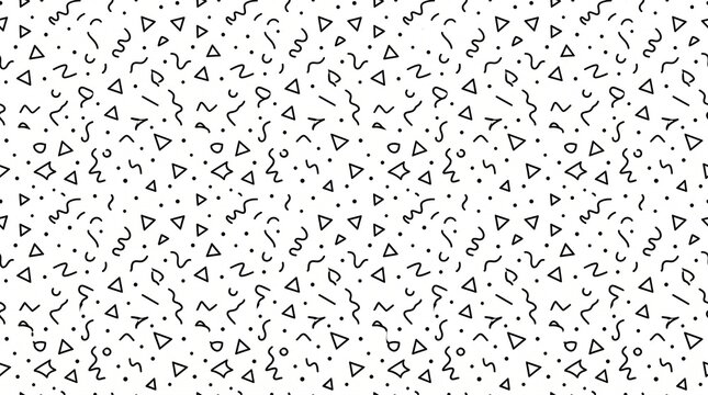 Minimalist black and white hand drawn abstract geometric seamless pattern background for modern textile and packaging