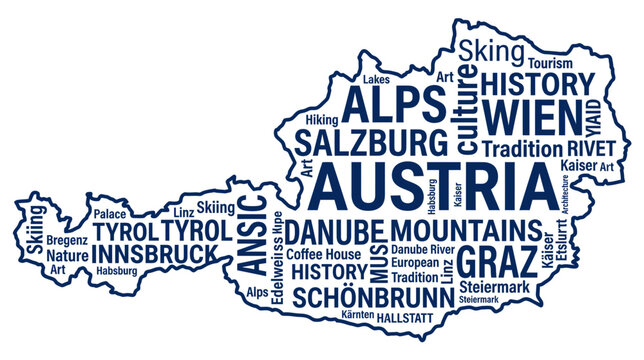 Austria Word Cloud Map Art