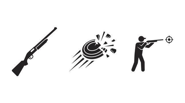 Clay target shooting icons showing shotgun